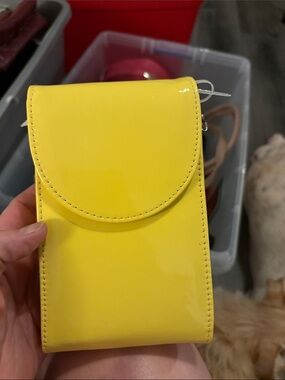 No Boundaries Yellow Patent Phone Crossbody Pouch
